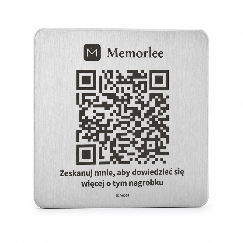 Tabliczka ze stali nierdzewnej Memorlee QR — produkt