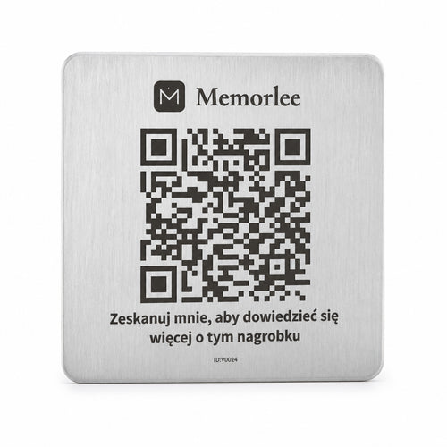 Tabliczka ze stali nierdzewnej Memorlee QR — produkt